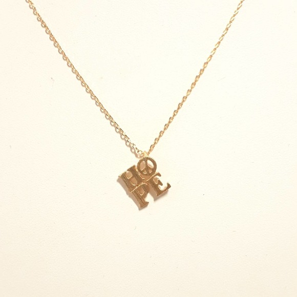Hope Peace Sign Gold Tone Chain Necklace - NEW! US Seller, Mini Pendant, Kawaii - Picture 3 of 6